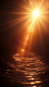 Abstract golden light energy flow and plasma particles motion background