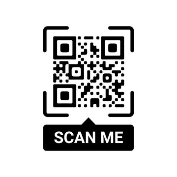 Flat design qr code icon scan me stamp