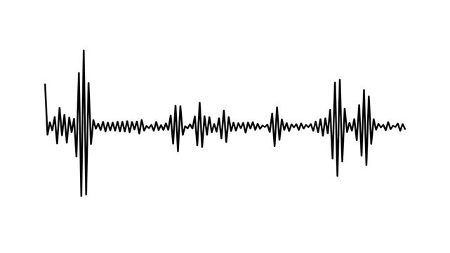 Digital voice recording wave line equalizer loop on white background for audio streaming