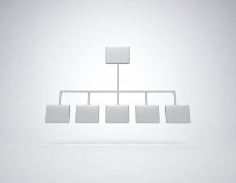 Minimalist blank organizational hierarchy chart template with five levels on white background