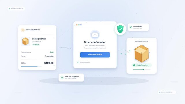 Clean ecommerce ui design for online purchase and delivery tracking