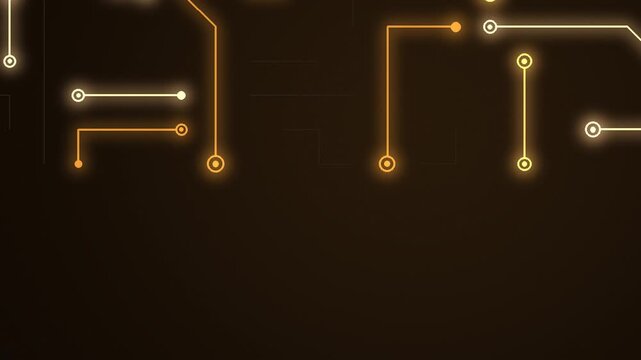 Fond de r&eacute;seau de circuits lumineux noir et or en boucle sans couture