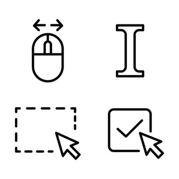 Set of computer cursor and mouse icons outline vector design illustration isolated on white background