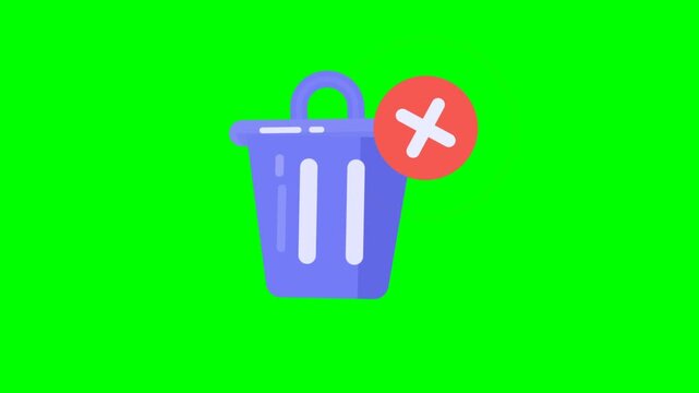 Trash can icon delete button on green screen