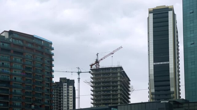 Residential towers frame the Batumi skyline, offering architecture footage for property marketing, real estate investment analysis and urban development reports along the Black Sea coast