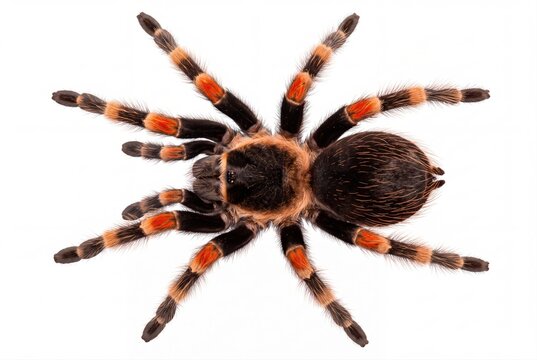 Mexican redknee tarantula spider, exotic pet arachnid isolated on white