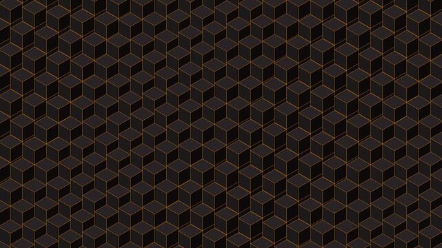 Dark repeating geometric cube pattern background footage