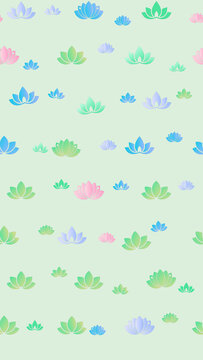 Seamless pattern of stylized lotus flowers