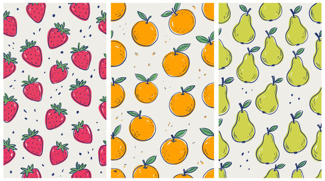 Abstract seamless pattern with fruits. Contemporary art print templates. Pears and peaches.