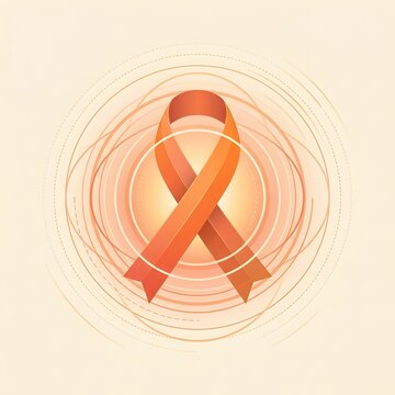 Orange awareness ribbon with concentric circles symbolizing unity and support for a cause