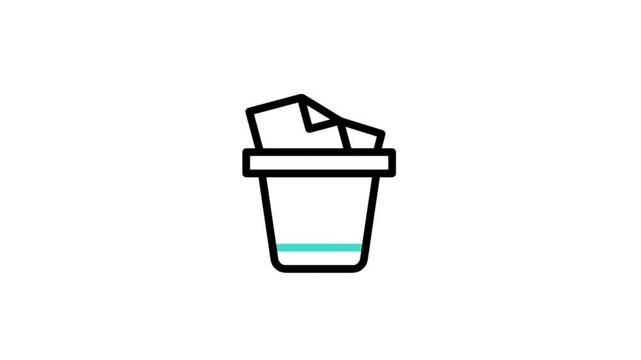 Paper document being thrown into trash bin delete data animation