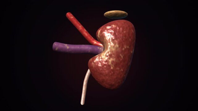 Human kidney realistic 3D in dark background 