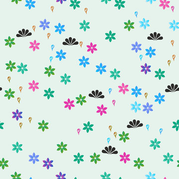 Seamless pattern with colorful stylized flowers