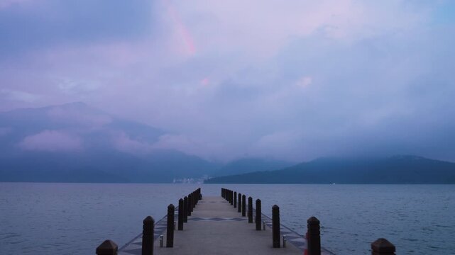 Sun Moon Lake during the blue hour in Taiwan