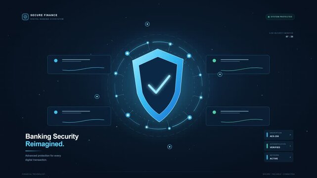 Cybersecurity shield icon glowing on dark digital hud interface
