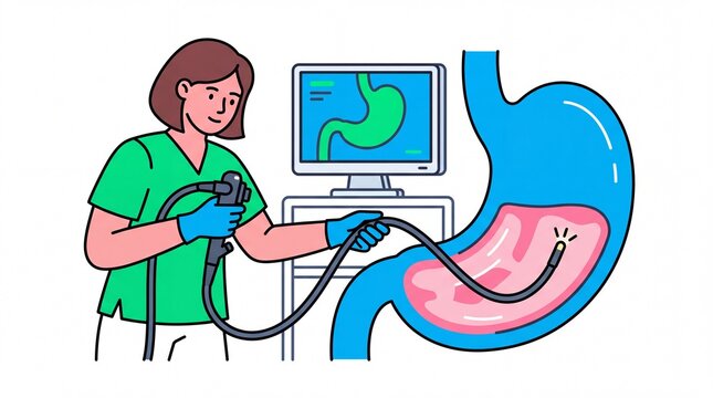 Dia del medico vektor doctor performing stomach endoscopy procedure
