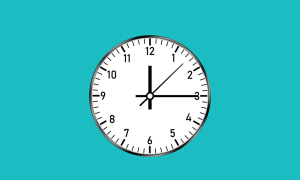 Simple analog clock animation with moving hands on a bright cyan background for time management concepts.