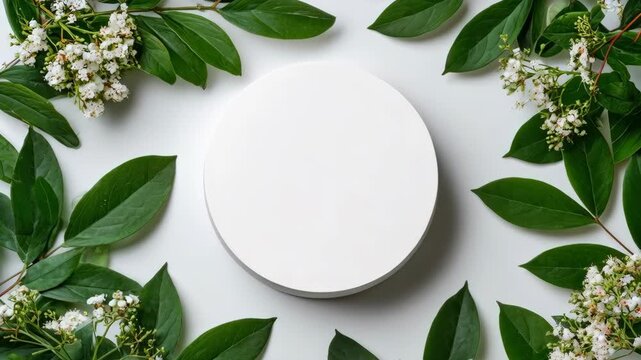White Cream on Leaf Circle