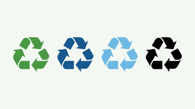 Recycling symbol icons representing sustainability and waste management