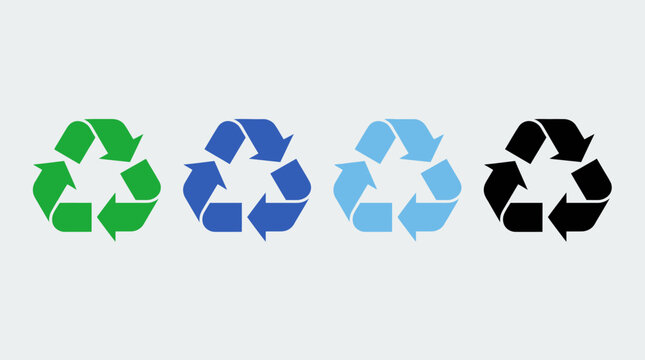 Recycling symbol icons representing sustainability and waste management