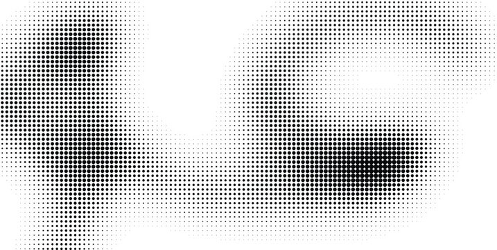 Halftone dotted human bicep muscle flexing vector shape, strong fitness concept graphic symbol