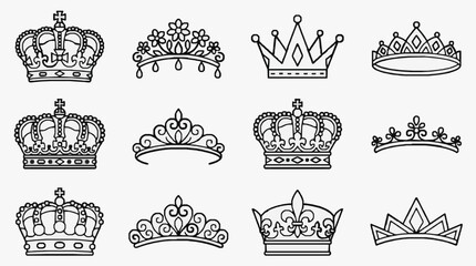 Elegant Crown and Tiara Icon Set for Royalty and Nobility Design Projects © Tenor