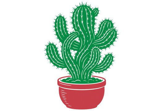 Cactus, a hot weather plant. Good for blood sugar regularization and cholesterol reduction. stock illustration.