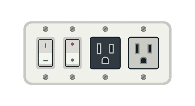 Electrical wall plate with switches and outlets flat vector illustration