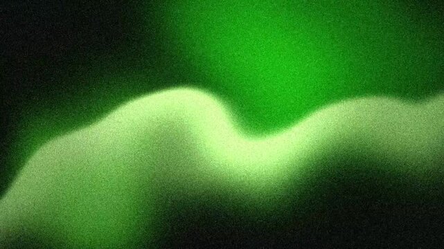 Glowing green wave flowing across a dark grainy gradient