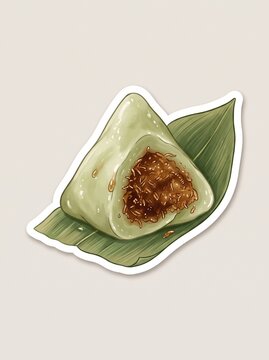 Triangular Coconut Glutinous Rice Dumpling Sticker Illustration
