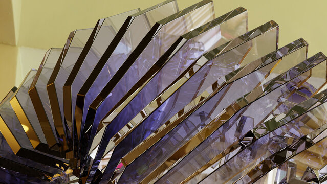 Abstract macro background with dense premium gold and purple glass structure
