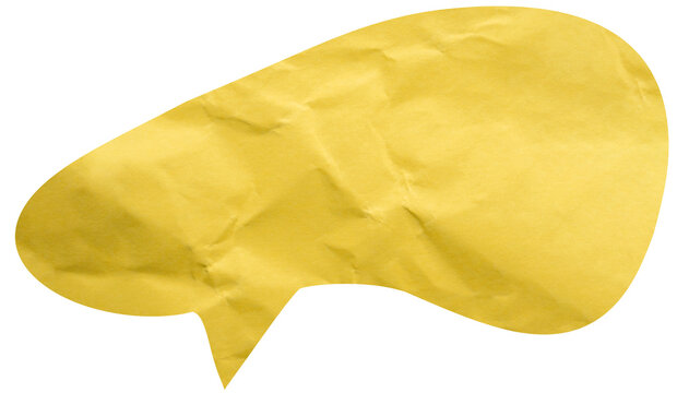 Oblong yellow paper speech bubble with curved left tail