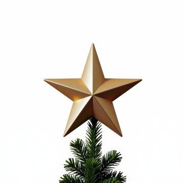 Glimmering silver and champagne sequined treetopper star reflecting light on white background for elegant holiday decor