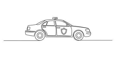 Continuous line drawing of a police car © Mr Ishan
