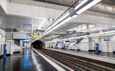 Fototapeta premium Aime Cesaire, a modern metro station in Paris, France on July 20, 2022.