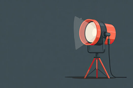 Lamp illumination icon in flat style.  Movie spotlight. 