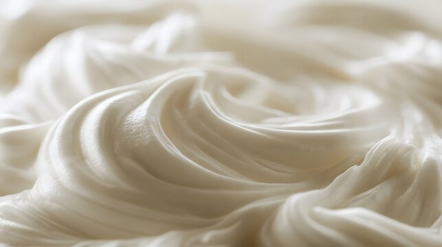 Close up of smooth  swirled cream with soft highlights and gentle curves  showcasing rich texture and creamy consistency