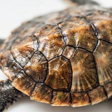 Macro Close up of Turtle Shell Carapace With Brown Scutes