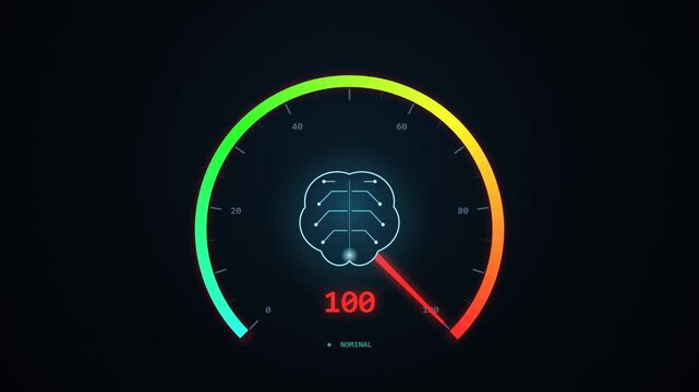 Throttle gauge with brain work function animation HD 4K