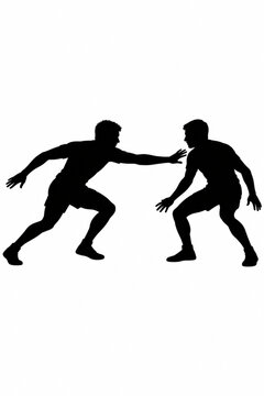 Vector illustration of kabaddi hand touch black silhouette