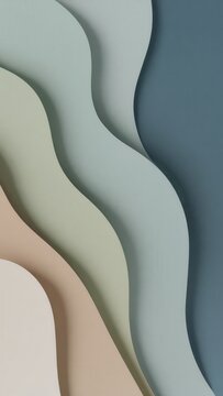 Abstract layered waves in cool green tones