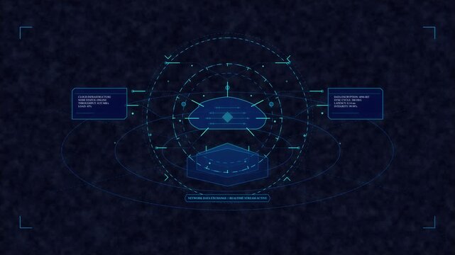 Futuristic hud interface with glowing blue digital data elements