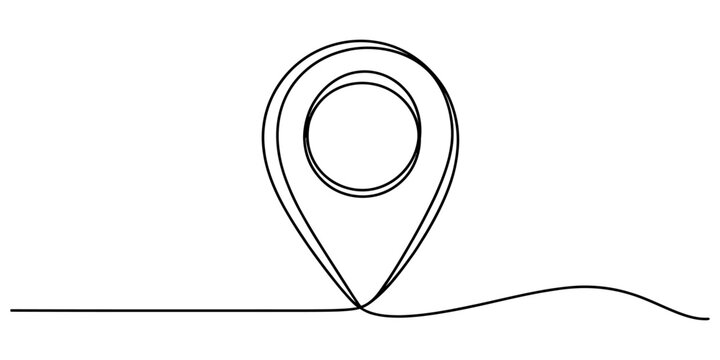 Continuous single line drawing of a map location pin marker