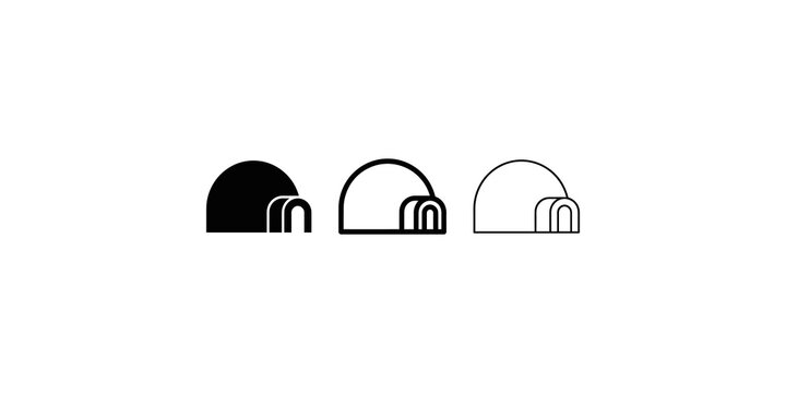 Igloo house icons in solid and linear styles for travel weather design.