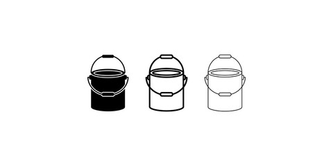 Paint bucket vector set black line art styles for renovation home tasks. © 扁平化图标 