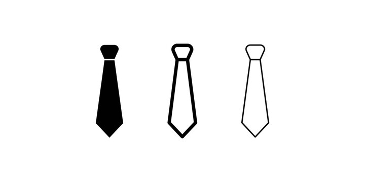 Three tie icons in solid and linear styles for formal wear branding.