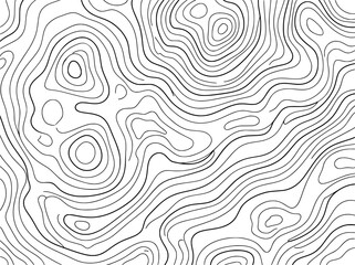 Topographic map line background, abstract line contour geographic elevation grid pattern, black and white outline vector line art texture © shaheen X Grafics