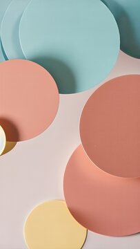 Soft pastel abstract circles and layered shapes