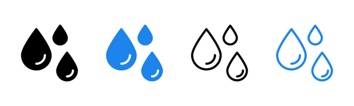 Simple water drop icons, Clean aqua liquid minimalist symbol