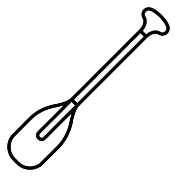 Linear icon of a boat paddle or oar for rowing and water sports